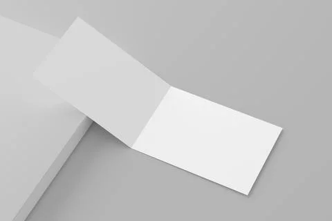A4 A5 A6 Landscape Folded Invitation Card With Envelope 3D Rendering White Blank Stock Illustration