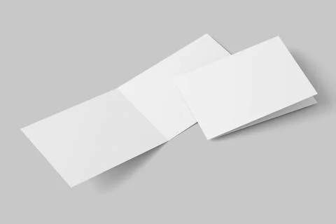 A4 A5 A6 Landscape Folded Invitation Card With Envelope 3D Rendering White Blank Stock Illustration