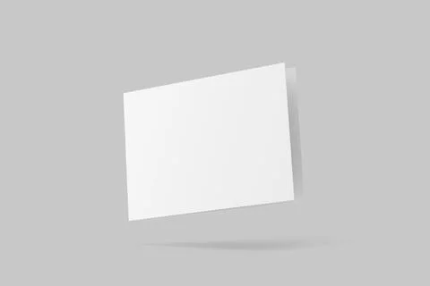 A4 A5 A6 Landscape Folded Invitation Card With Envelope 3D Rendering White Blank Stock Illustration