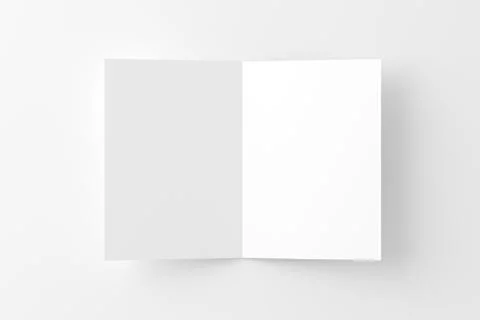 A4 A5 Folded Invitation Card With Envelope 3D Rendering White Blank Mockup Stock Illustration