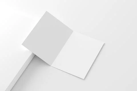 A4 A5 Folded Invitation Card With Envelope 3D Rendering White Blank Mockup Stock Illustration