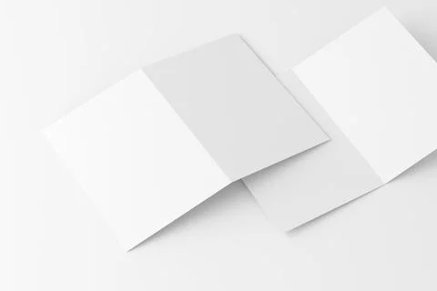 A4 A5 Folded Invitation Card With Envelope 3D Rendering White Blank Mockup Stock Illustration