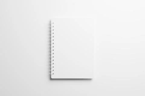 A4 A5 Rounded Corner Spiral Notebook 3D Rendering White Blank Mockup Stock Illustration