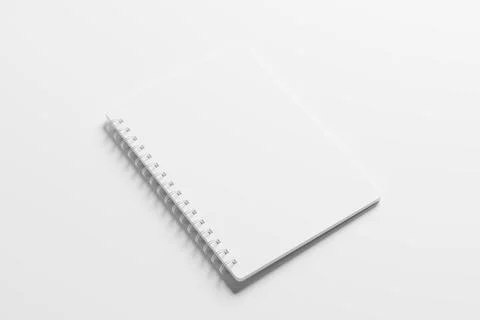A4 A5 Rounded Corner Spiral Notebook 3D Rendering White Blank Mockup Stock Illustration