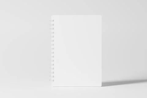 A4 A5 Rounded Corner Spiral Notebook 3D Rendering White Blank Mockup Stock Illustration