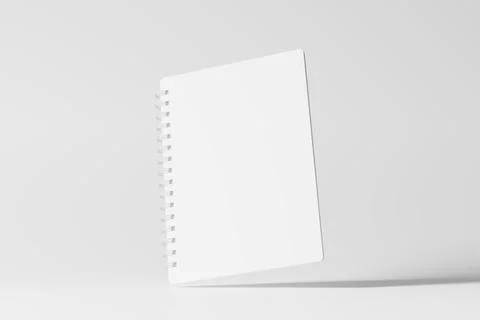 A4 A5 Rounded Corner Spiral Notebook 3D Rendering White Blank Mockup Stock Illustration