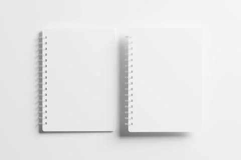 A4 A5 Rounded Corner Spiral Notebook 3D Rendering White Blank Mockup Stock Illustration