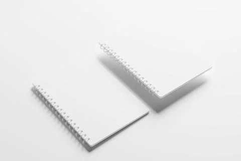A4 A5 Rounded Corner Spiral Notebook 3D Rendering White Blank Mockup Stock Illustration
