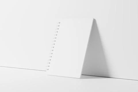 A4 A5 Rounded Corner Spiral Notebook 3D Rendering White Blank Mockup Illustrazione stock