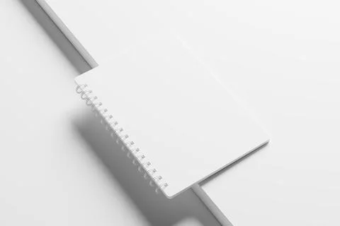 A4 A5 Rounded Corner Spiral Notebook 3D Rendering White Blank Mockup Stock Illustration
