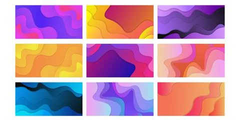 A4 abstract color 3d paper art illustration set. Contrast colors. Vector design Stock Illustration