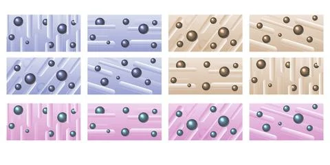 A4 abstract color 3d paper art illustration set. Contrast colors. Vector design Stock Illustration