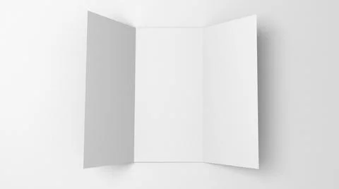 A4 blank paper trifold 3d rendering on grey background. Lifleat 3d illustration Stock Illustration