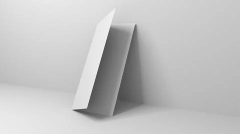 A4 blank paper trifold 3d rendering on grey background. Lifleat 3d illustration Stock Illustration