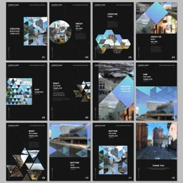 A4 brochure layout of covers design template with triangles, triangular pattern Stock Illustration