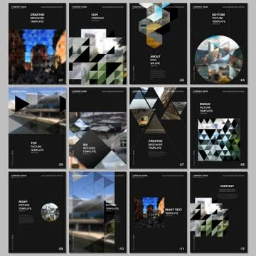 A4 brochure layout of covers design template with triangles, triangular pattern Stock Illustration