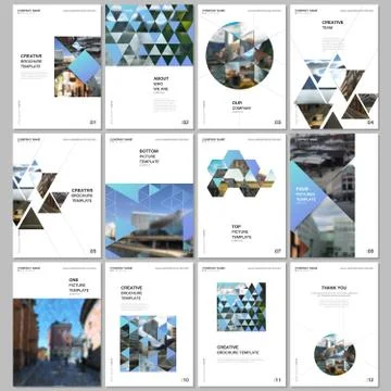 A4 brochure layout of covers design template with triangles, triangular pattern 스톡 일러스트