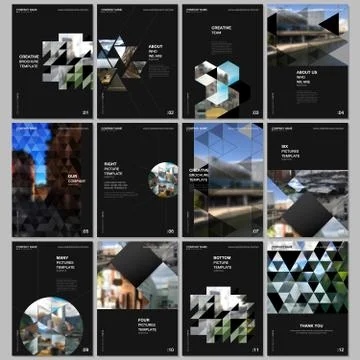A4 brochure layout of covers design template with triangles, triangular pattern Stock Illustration