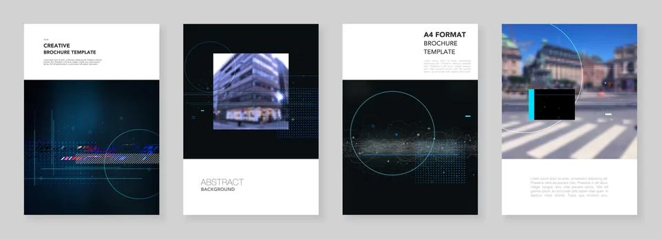 A4 brochure layout of covers design templates for trendy technology design Stock Illustration