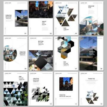 A4 brochure layout of covers design template with triangles, triangular pattern Stockillustratie