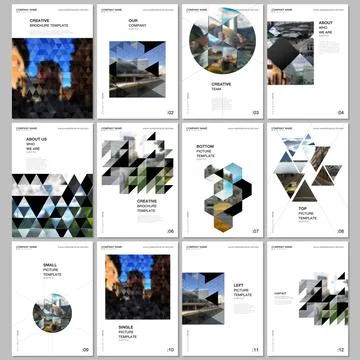 A4 brochure layout of covers design template with triangles, triangular pattern Stock Illustration