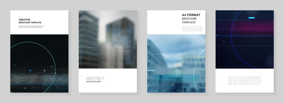 A4 brochure layout of covers design templates for trendy technology design Stock Illustration