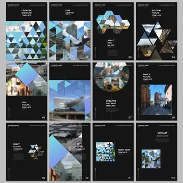 A4 brochure layout of covers design template with triangles, triangular pattern Illustrazione stock
