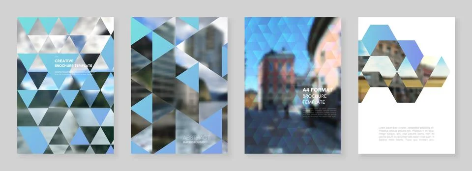A4 brochure layout of covers design template with triangles, triangular pattern 스톡 일러스트
