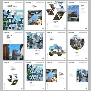 A4 brochure layout of covers design template with triangles, triangular pattern Stock Illustration