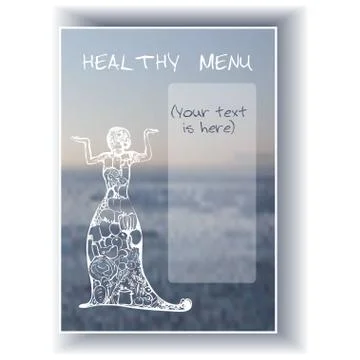 A4 Design. Vector Background With The Healthy Eating Illustration- The Girl Stock Illustration