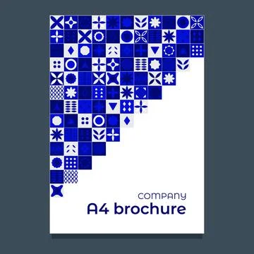 A4 document cover template with a geometric pattern in blue colors. Geometric Stock-Illustration