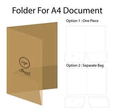 A4 document folder mockup with dieline Stock Illustration