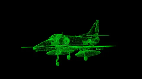 A4-E Skyhawk Wireframe Stock Footage 36043656