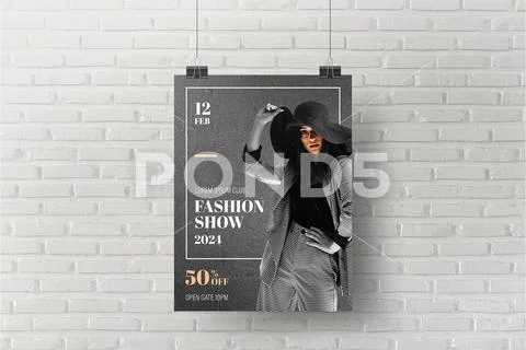 A4 Fashion Show Poster Template. Modern typography and a retro touch. PSD 템플릿