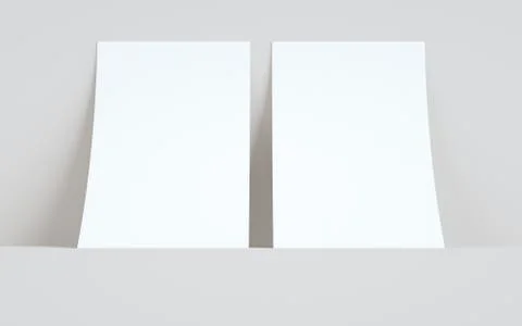 A4 Flyer / Letterhead Mock-Up - Two Flyers Against Wall Background. 3D Illust Stock Illustration
