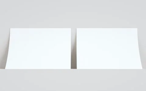 A4 Flyer / Letterhead Mock-Up - Two Flyers Against Wall Background. 3D Illust Stock Illustration