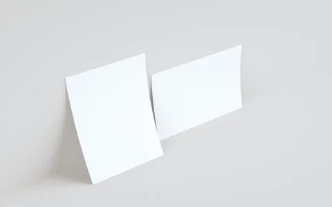 A4 Flyer / Letterhead Mock-Up - Two Flyers Against Wall Background. 3D Illust Stock Illustration