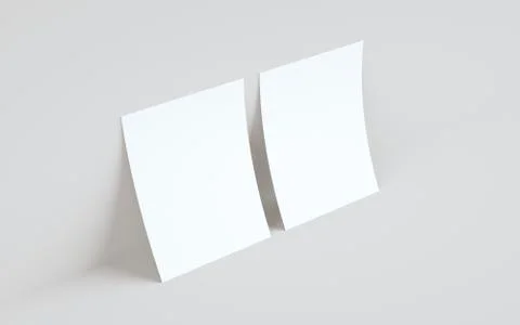 A4 Flyer / Letterhead Mock-Up - Two Flyers Against Wall Background. 3D Illust Stock Illustration