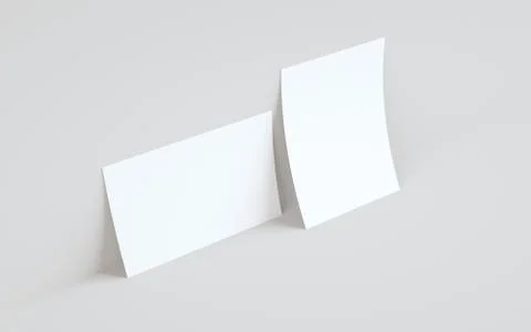A4 Flyer / Letterhead Mock-Up - Two Flyers Against Wall Background. 3D Illust Stock Illustration