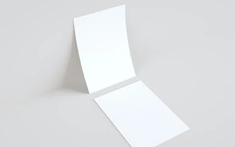 A4 Flyer / Letterhead Mock-Up - Two Flyers Against Wall Background. 3D Illust Stock Illustration