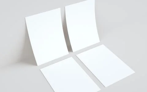 A4 Flyer / Letterhead Mock-Up - Two Flyers Against Wall Background. 3D Illust Stock Illustration