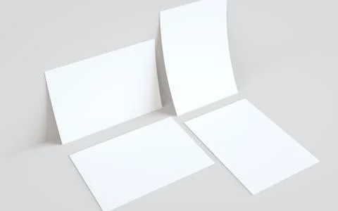 A4 Flyer / Letterhead Mock-Up - Two Flyers Against Wall Background. 3D Illust Stock Illustration