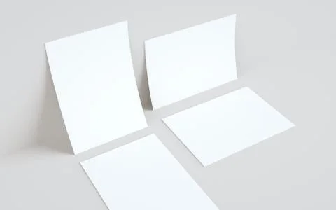 A4 Flyer / Letterhead Mock-Up - Two Flyers Against Wall Background. 3D Illust Stock Illustration