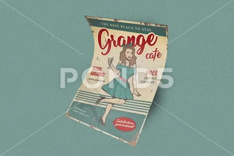 A4 Folded Poster Paper PSDテンプレート