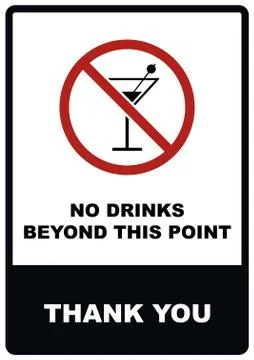 A4 No alcohol Beyond this point Sign Stock Illustration