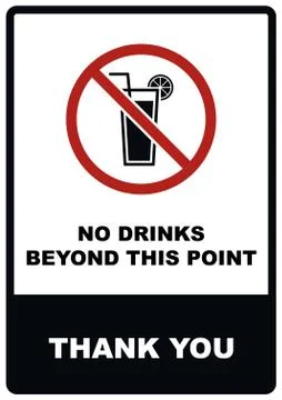 A4 No Drinks Beyond this point Sign Stock Illustration