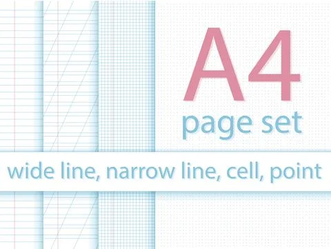 A4 page dots, lines, cell for notebook layout Stock Illustration
