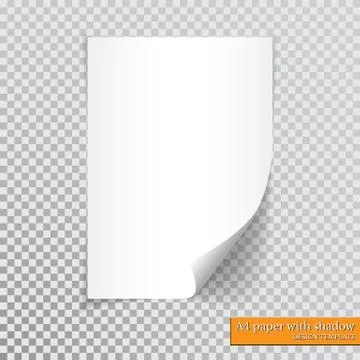 A4 paper with shadow design template, vector. Stock Illustration