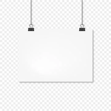 A4 sheet on clothespin with shadow, vector Stock Illustration
