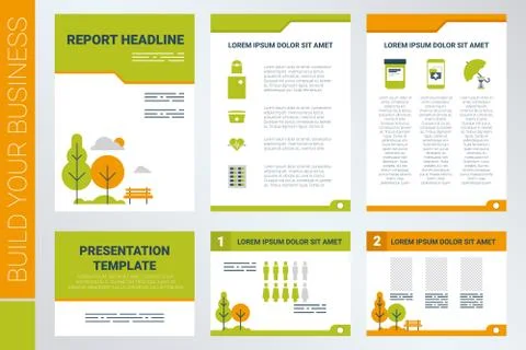 A4 sheet cover and presentation template in green theme Illustrazione stock